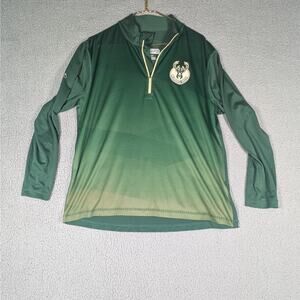 Majestic Milwaukee Bucks Performance Pullover Mens Large Quarter Zip Long Sleeve